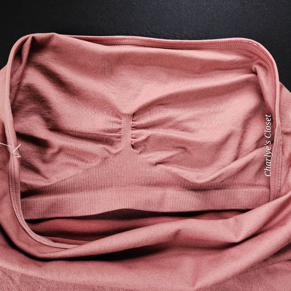New Day Rose Pink Strapless Bandeau Shelf-bra Tube Top XL - Picture 4 of 7